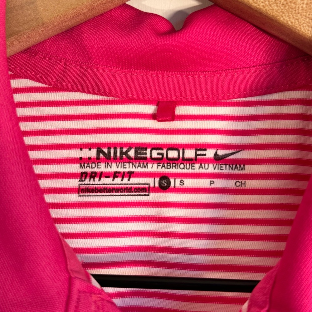 Nike Golf Dri-Fit Womens Victory Stripe Sleeveless Pink & White Polo Shirt Small - Picture 5 of 9